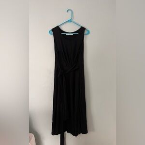 Peruvian Connection Black Tie Waist Maxi Dress Pima Cotton Large